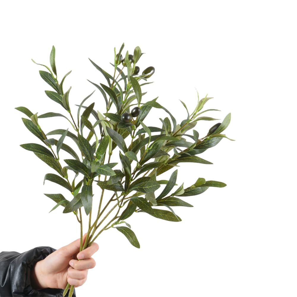 CLoxks 4 Pcs Artificial Olive Branches for Vases 19 Inch Faux Olive Branch Stems Leaves with Fruits,for Home Decor Weddings Party Vase Decorative, HJNJGFTJ24