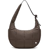 WESTBRONCO Small Puffer Crescent Shoulder Bag for Women, Nylon Quilted Shoulder Purses, Puffy Handbags with Adjustable Strap