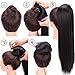Stamped Glorious Drawstring Ponytails for Women Synthetic Long Ponytail Extension Kinky Straight Drawstring Ponytail Black Color Clip in on Ponytail Externsion (22 Inches)