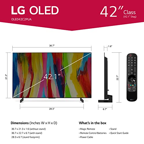LG C2 Series 42Inch Class OLED evo Smart TV OLED42C2PUA, 2022 AI