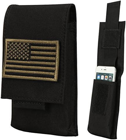 xhorizon SR Multipurpose Cellphone Holster Tactical Molle Vertical Waist Belt Pouch Holster with Pull Tab for iPhone X 8 7 Samsung S8 S7 S6 Note8 Note5 Note4 and Other Smartphone with Flag Tag