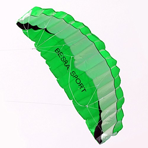 Besra New Arrival Huge 102inch/98inch Dual Line Parachute Stunt Kite with Flying Tools 2.6m/2.5m Power Parafoil Kitesurfing Training kites Outdoor Fun Sports for Beach (102inch Green)