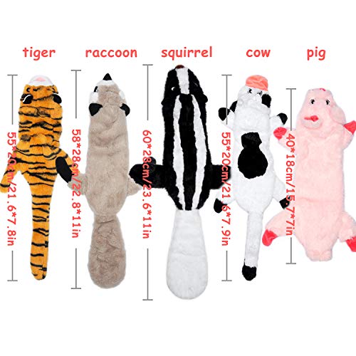 Erich Dog Squeak Toy No Stuffing Puppy Toy Soft Plush Dog Chew Toy Pack - 5 Packs