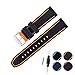 Silicone Watch Strap Replacement Sport Rubber Diver Watch Band Black Orange 24mm