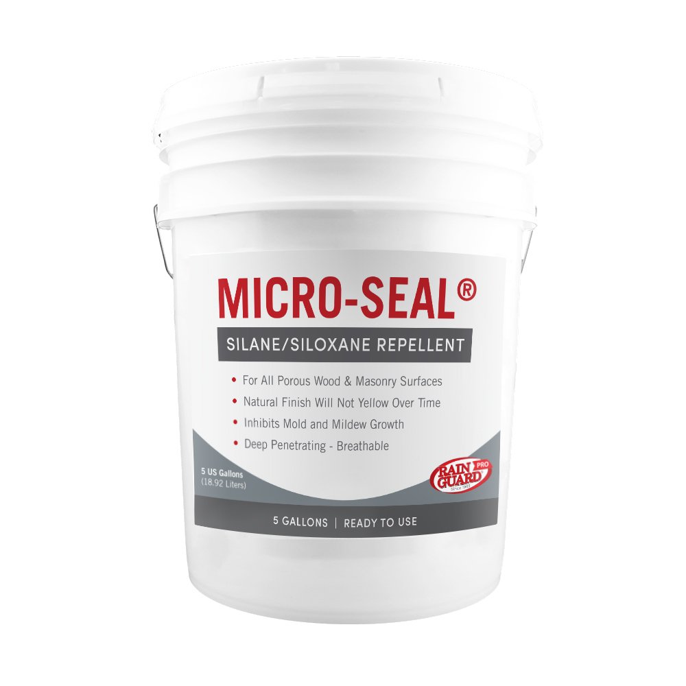 Rain Guard Water Sealers CR-0357 Micro-Seal Ready to USE Sealer Covering Up to 1500 Sq. Ft. on All Masonry Surfaces. 5 Gallon Clear Penetrating Silane and Siloxane Professional Grade.