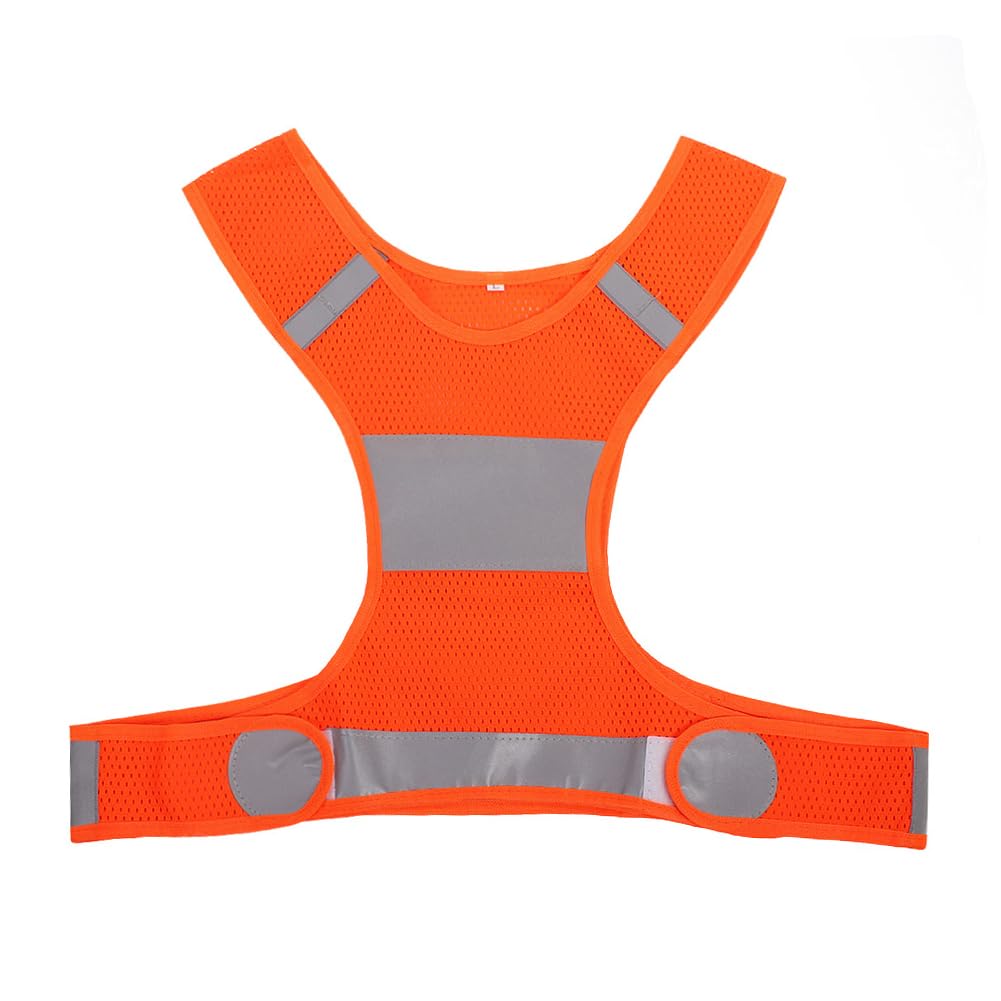Joyzan Reflective Safety Vest, High Visibility Running Vests Mens Hi Vis Orange Fluorescent Waistcoat Sports Jacket Workwear Reflector Clothing for Outdoor Night Cycling Hiking Biking Walking