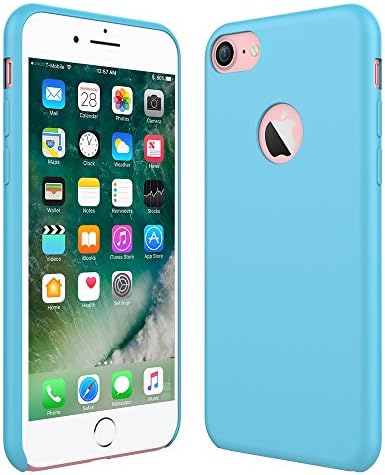 iPhone 7 Case, PENJOY Premium Liquid Silicone Gel Rubber Slim Fit Soft Shockproof Protective Case with Microfiber Cloth Lining Cushion for Apple iPhone 7 4.7 inch (2016), Blue