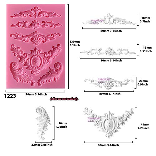 Funshowcase Baroque Style Curlicues Scroll Lace Fondant Silicone Mold for Sugarcraft, Cake Border Decoration, Cupcake Topper, Jewelry, Polymer Clay, Crafting Projects, 5 in Set - Thumbnail 5