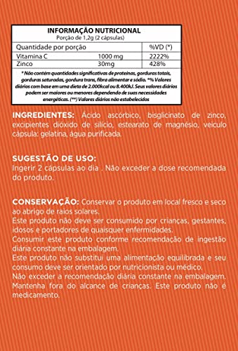 Vitamina C + Zinco 30mg - Vitaminar com 120caps