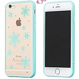 Buyus iPhone 6 / 6S Cases for Girls / Teen Girls / Boys / Women / Men, Clear Crystal Hard Back with Cute Design and Soft Rubber Protective Bumper for Rose Gold / Gold / Silver (Snowflake, Blue)