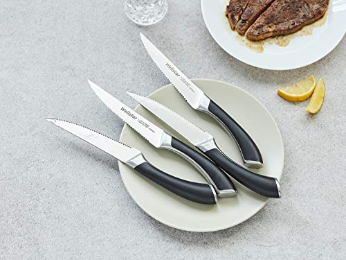 image for WELLSTAR Steak Knife Set of 4, Serrated Rust Resistant German Stainles