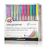 Positive Art 48-Color Gel Pen Set - Best Pens For Scrapbooking, Adult Coloring Books, Drawing - Standard, Glitter, Metallic, Neon, Rainbow & Pastel - Long Lasting, Non-Toxic, Acid-Free Ink (48-Piece)