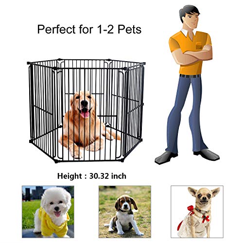 LEMKA Pet Dog Playpen Kennels, Pet Dog Exercise Playpen Pet Courtyard Kennel Foldable Steel Crate Wire Metal Cage 6 Panels - 48 inches - Thumbnail 4