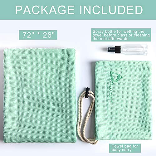 DMASUN Yoga Silicone Non-Slip Yoga Towel, Sports Yoga, Traditional Yoga, hot Yoga, Pilates Perfect Choice, Unique Corner Bag Design (72"x26" Green)