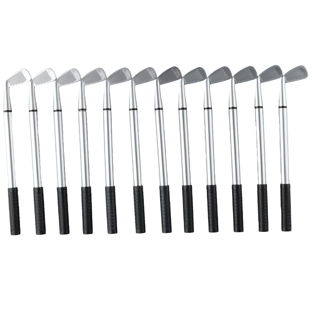 Risedot 12-Piece Golf Ballpoint Pen Set, Modern Silver Gray, Ambidextrous, HB, Not Water Resistant, Gift for Golfers, Office Supply