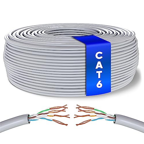 Mr. Tronic 50m Cat 6 Ethernet Cable Bulk Cabel, Cat 6 High Speed LAN Network Cable for Fast Internet Connection 1Gbps - 250MHz AWG24 Bulk | UTP CCA (50 Meters, Grey)
