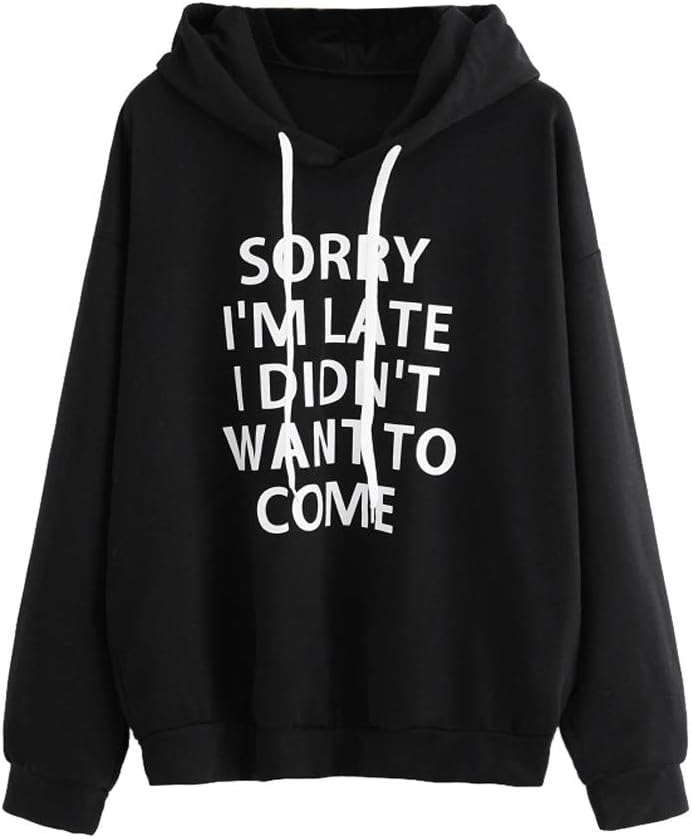 ITISMEHoodies, Clothes Sale Women Hooded Sweatshrit Hoodie Teen Girls Slogan Funny Novelty Cute Long Sleeve Tops (Black, L)
