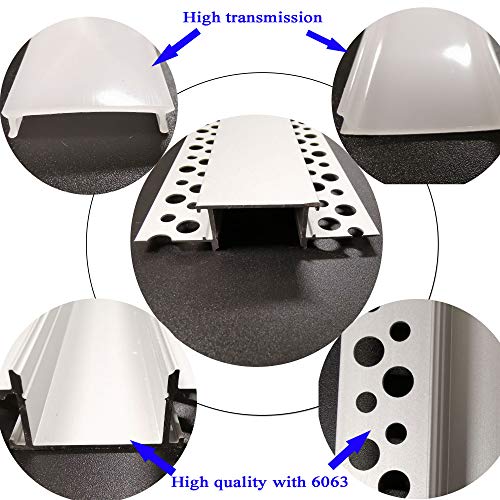6Pack 3.3Ft (1M/PCS) Plaster LED Profile Channel, Trimless Recessed LED Aluminum Channel with Flange for 20mm LED Strip, Drywall LED Profile System with Diffuser Fixed with Screws (6PCS1M(3.3ft))