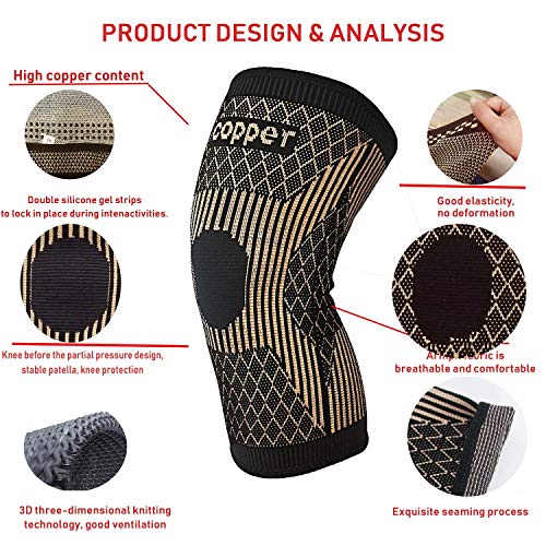 SHENGYADE Copper Knee Brace Copper Knee Sleeve Compression for Sports,Workout, Knee Brace
