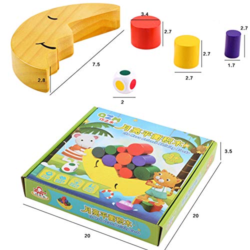 Moon Equilibrium Game Moon Wooden Stacking Blocks Balancing Game - Sorting Toy Balancing Moon - Stacking Wooden Toy for Kids Early Learning Educational - Thumbnail 7