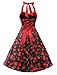 Dresstells Vintage 1950s Rockabilly Polka Dots Audrey Dress Retro Cocktail Dress Cherry Black 2XL