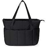 Narwey Puffer Tote Bag for Women Work with Laptop Compartment, Puffy Quilted Work Tote Bags for Travel Carry on Teacher Nurse