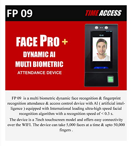 SBJ Time Access Time Clock FP 09 is a Multi biometric Dynamic face & Fingerprint Recognition attendance & Access Control Device with AI with Free Cloud and Android Reports