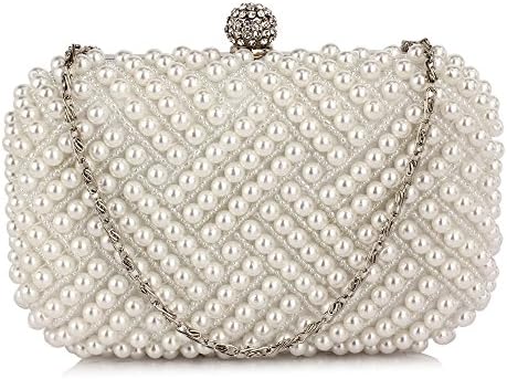 Gorgeous White Beaded Pearl Rhinestone Clutch Bag | FREE UK DELIVERY