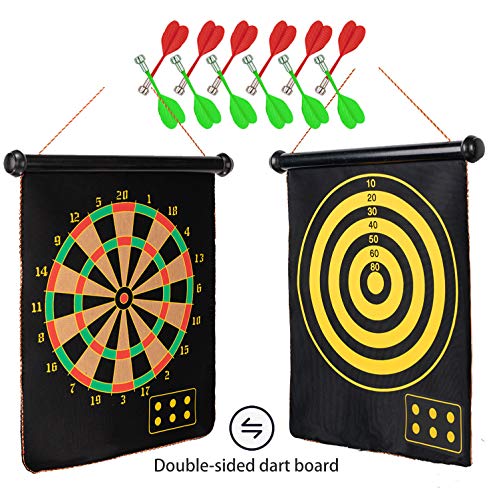 VENSEEN Magnetic Dart Board Games for Adults and Kids, Double-Sided Dartboard Set with 12 Safe Large Suction Darts. Suitable Indoor and Outdoor Games for Family Gatherings - Thumbnail 7
