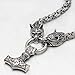 VikingsBrand Handmade King's Stainless Steel Wolf Head Necklace With Huge Thor's Hammer