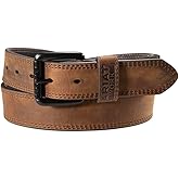 ARIAT Men's Double-Stitch Perforated Leather Belt with Roller Buckle