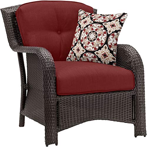 Hanover STRATHMERE6PCRED Strathmere Lounge Crimson Red 6-Piece Steel-Frame Wicker Outdoor Patio Seating Set