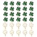 30 Pcs Lucky Four-Leaf Clover Charm Pendant Enamel Sequins Dangle Gold Plated Heart-Shaped Dainty Ornament for Necklace Bracelet Ankle Earring Jewelry DIY Making
