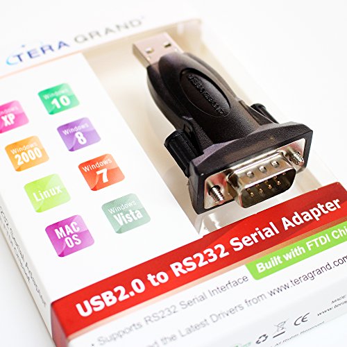 Tera Grand - Premium USB 2.0 to RS232 Serial DB9 Adapter - Supports Windows 10, 8, 7, Vista, XP, 2000, 98, Linux and Mac - Built with FTDI Chipset