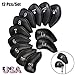 FINGER TEN Golf Iron Head Covers Value 10/12 Piece Set, Synthetic Leather Deluxe Club Headcover in Color Black Blue Red, Universal Fit Main Iron Clubs