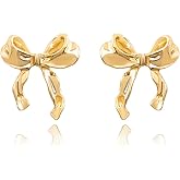 Numgug Gold & Silver Bow Earrings - Pearl & Ribbon Dangle & Stud Earrings