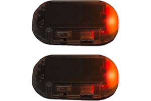 Larlansz 2pcs Car Solar Power Simulated Dummy Alarm Warning Anti-Theft USB Charger LED Flashing Security Light Fake Lamp (Red