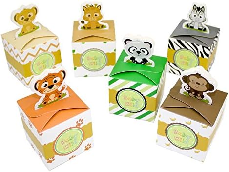 Amelyfavor Safari Animal Wild Theme Favor Box Baby Shower Candy Box 24 pcs