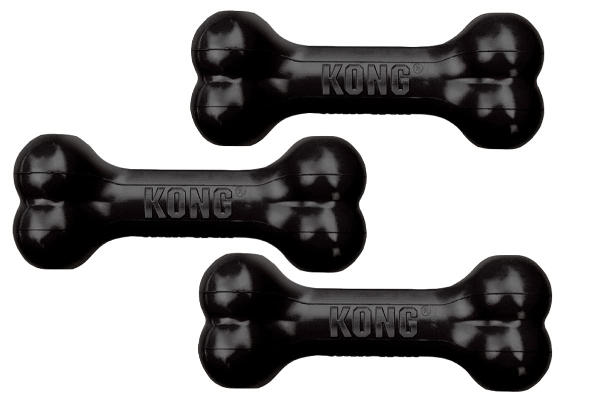 KONG Extreme Goodie Bone Dog Toy - Medium, Black x 3