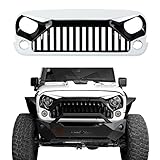 u-Box Front Gladiator Vader Grille in Gloss Black & Painted White 2007-2018 Jeep Wrangler JK & Wrangler Unlimited (W7 Paint Code,Bright White)