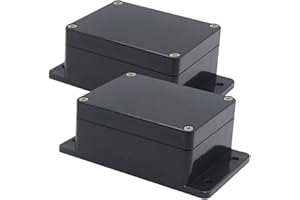 Zulkit Junction Box ABS Plastic Dustproof Waterproof IP65 Universal Electrical Boxes Project Enclosure with Fixed Ear Black 4.5 x 3.5 x 2.2 Inch (115 x 90 x 55mm)(Pack of 2)