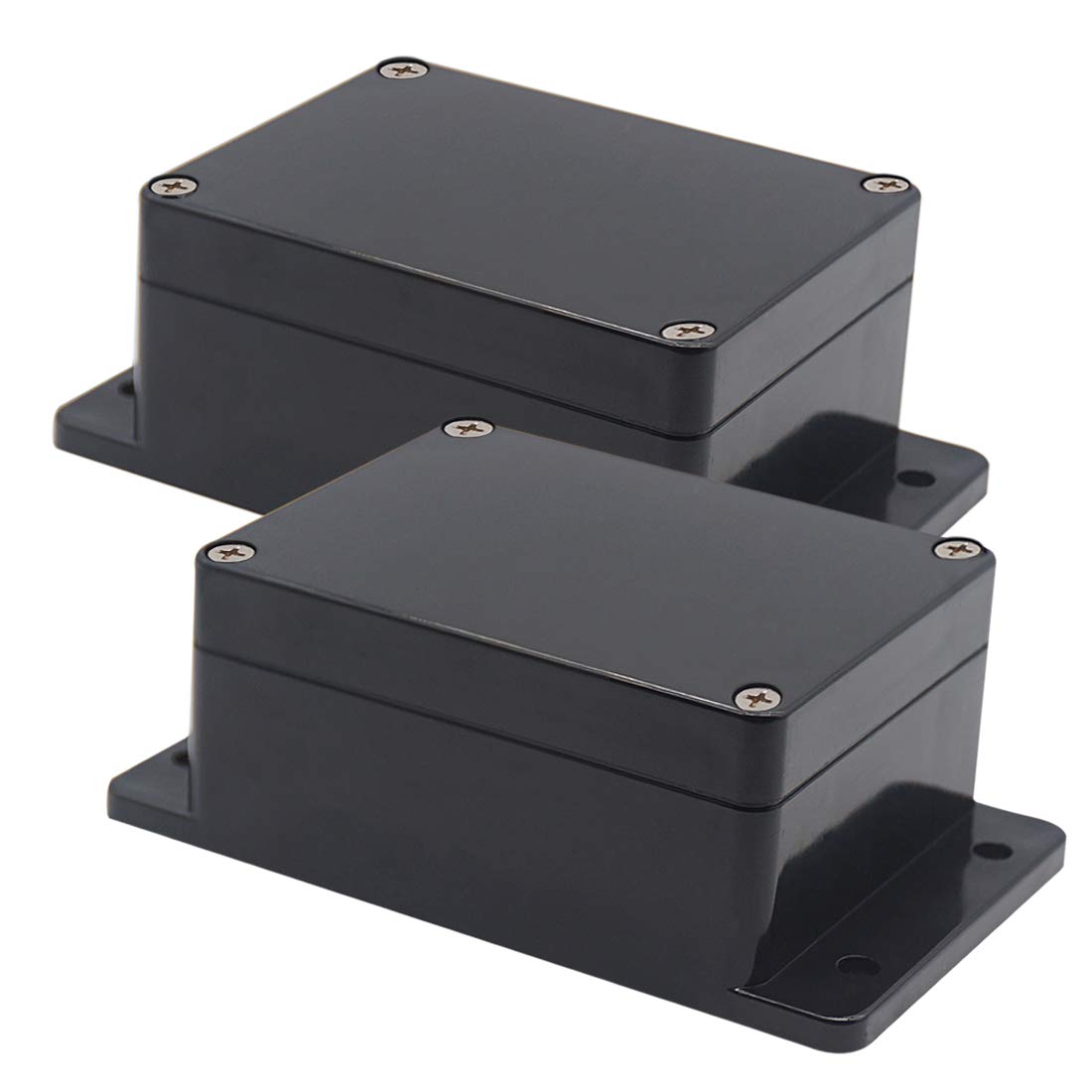 Zulkit Caja de conexiones Plástico ABS A prueba de polvo Impermeable IP65 Cajas eléctricas universales Caja de proyectos con oreja fija Negro 4,5 x 3,5 x 2,2 pulgadas (115 x 90 x 55 mm) (Paquete de 2)
