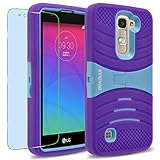 LG K7 / Tribute 5 Case, INNOVAA Turbulent Armor Case W/ Free Screen Protector & Touch Screen Stylus Pen - Light Blue/Purple