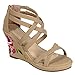 Women's Open Toe Embroidered Floral Strappy Ankle High Wedge Heel Sandal