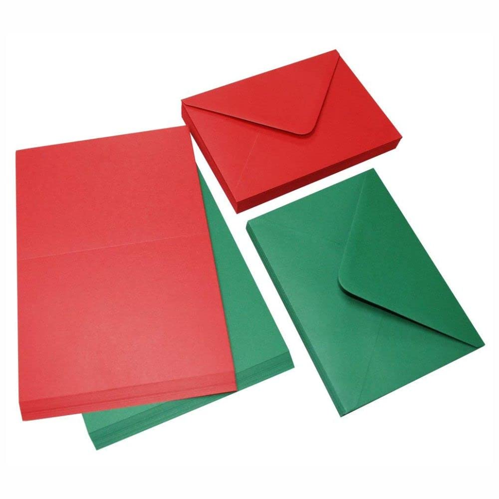 Ace Crafts C6 Christmas Cards & Envelopes - 20 Cards in Red & Green for Holidays, Birthdays, Weddings & Thanks