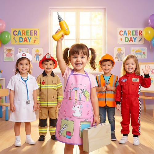 Kids Tool Set Wooden Toys for 3 Year Old Girls, 47 PCS Montessori Toys with Toy Drill & Tool Box & Apron, Pretend Play Educational Building Construction Toys for 3 4 5 Year Old Girls Gifts