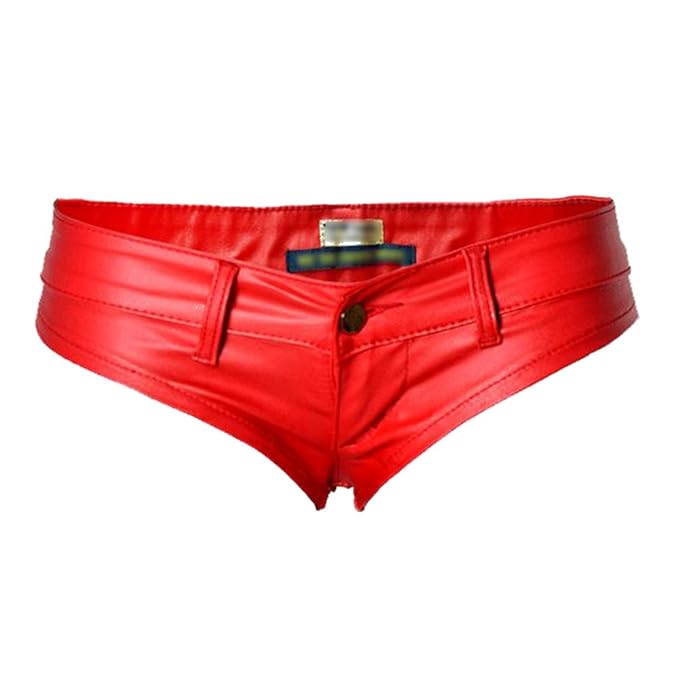YiLianDa Damen Hotpants Booty Shorts Unterwäsche Wetlook Lack Leder Design Lederoptik
