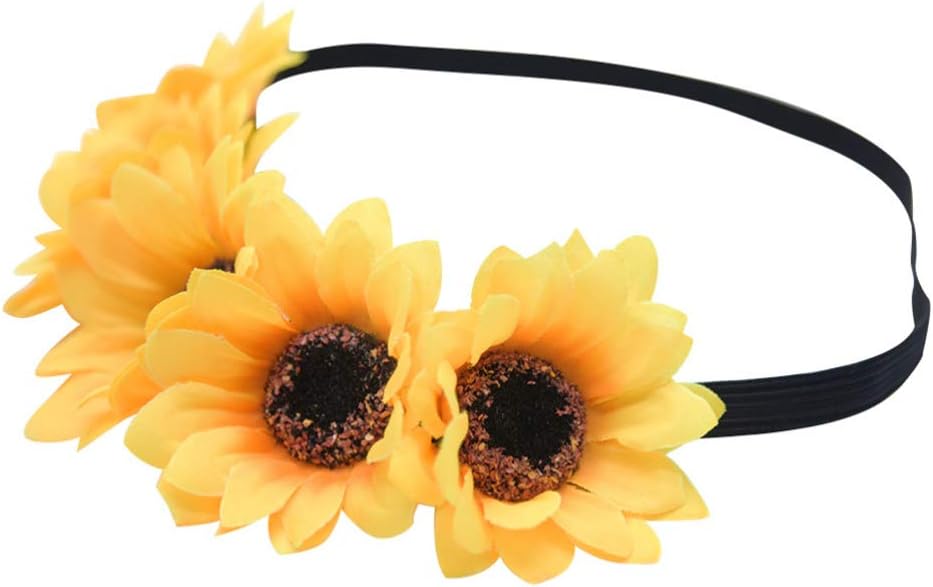 Amosfun Sunflower Headband Bridal Flower Headband Artificial Sunflower Floral Crown Bridal Headwear Natural Wreath for Bridal Seaside Holiday Wedding Decor - Image 4