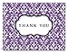 Note Card Cafe Thank You Cards with Gray Envelopes | 36 Pack | Damask Thank You | Blank Inside, Glossy Finish | for Greeting Cards, Occasions, Birthdays, Gifts