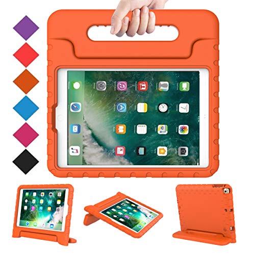 BMOUO Case for New iPad 9.7 Inch 2018/2017 - Shockproof Case Light Weight Kids Case Cover Handle Stand Case for iPad 9.7 Inch 2017/2018 Previous Model - Orange